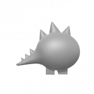 3d model - Dino head with both legs, body and spikes - E