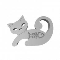 3d model - Cat with fish