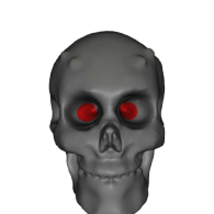 3d model - grey skull red eye